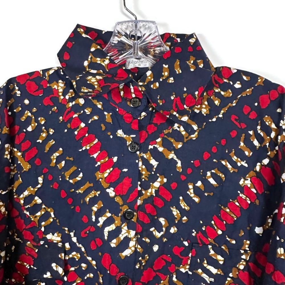 Grass-fields Womens Tunic Kaftan African Print Shirt Dress Oversized Size 18 - Picture 4 of 16